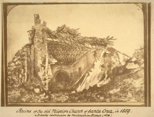 Mission Santa Cruz church ruins by-Vischer