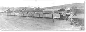 First trainload of oranges leaves Los Angeles River Station.