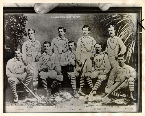 Team photo of unknown San Francisco baseball team, circa 1875