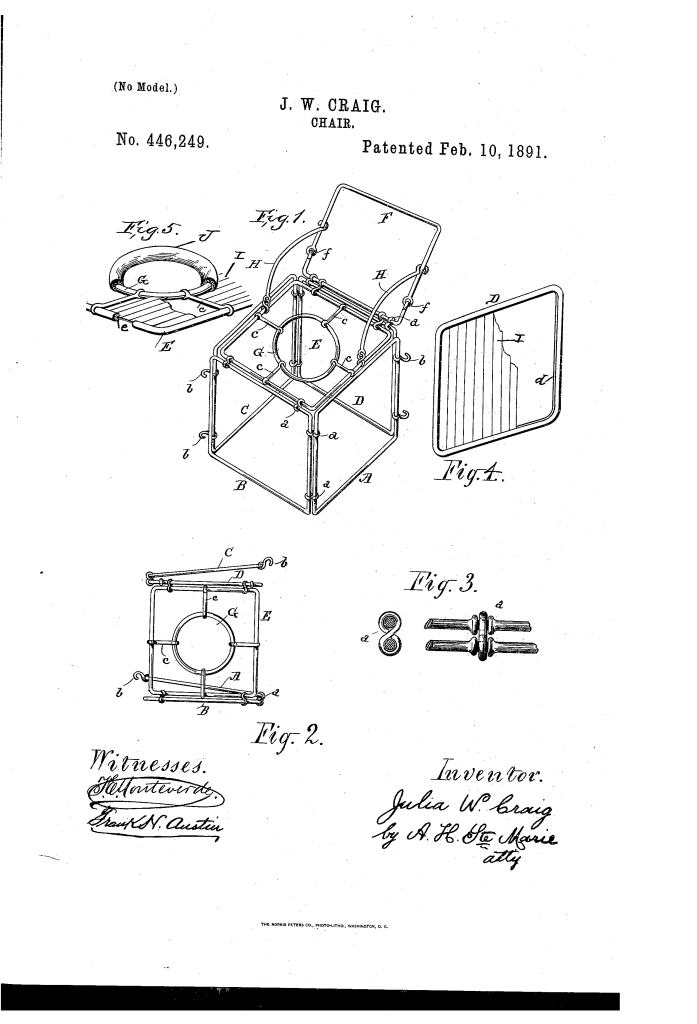 Julia Craig patent drawing 1891