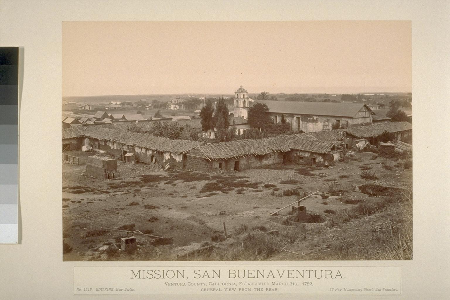Mission San Buenaventura (rear view) by Carleton Watkins.