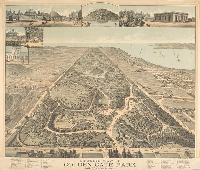 Bird's-eye view of Golden Gate Park, San Francisco (1892).