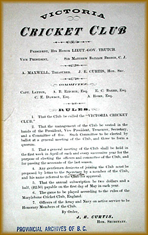 Victoria Cricket Club rules.