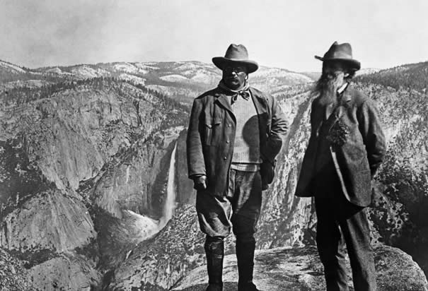 Theodore Roosevelt with John Muir at Yosemite (1906). Courtesy Library of Congress.