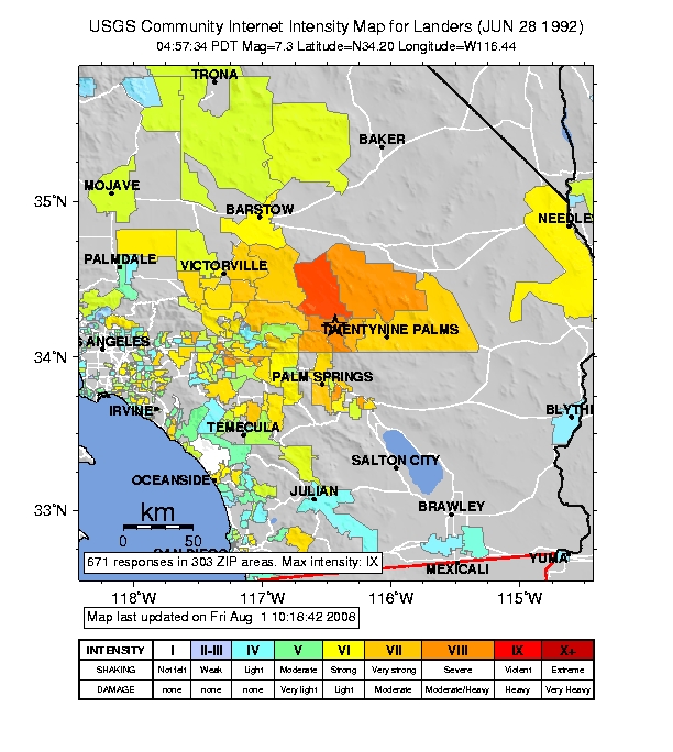 USGS Landers Earthquake map (1992).