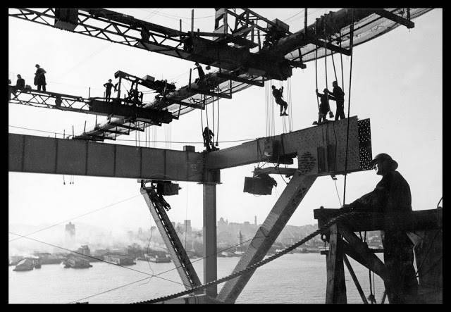 San Francisco Bay Bridge construction (1933 - 1936).