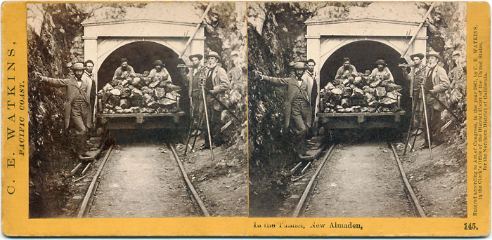 New Almaden Mine tunnel. Photograph by Carleton Watkins (1863).