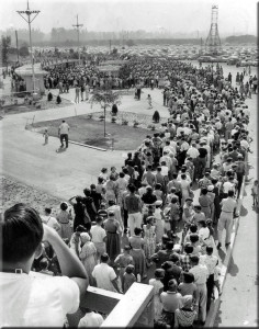 Disneyland opening day (1955).