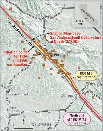 Parkfield earthquake study area.