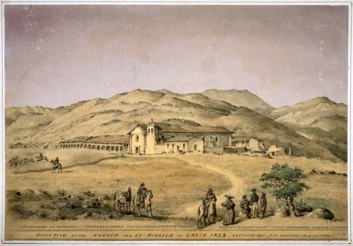 Mission Santa Ines by Edward Vischer (1865).