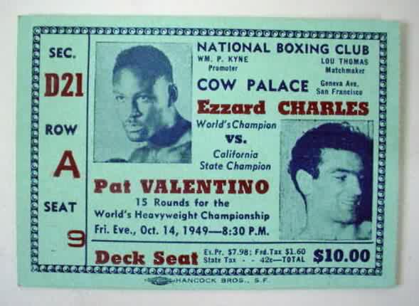 Ezzard vs Valentino ticket (1949).