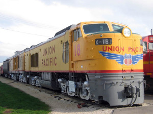 UP 18, a third generation GTEL with four three axle "C" trucks, preserved at the Illinois Railway Museum.