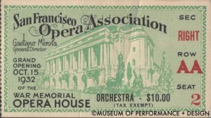 War Memorial Opera House ticket (1932).