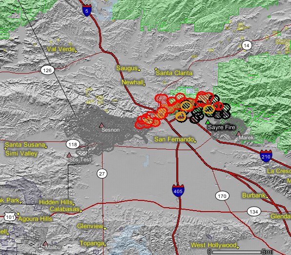 Sayre Sylmar Fire thermal map (2008).