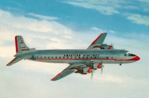 American Airlines DC7 postcard.