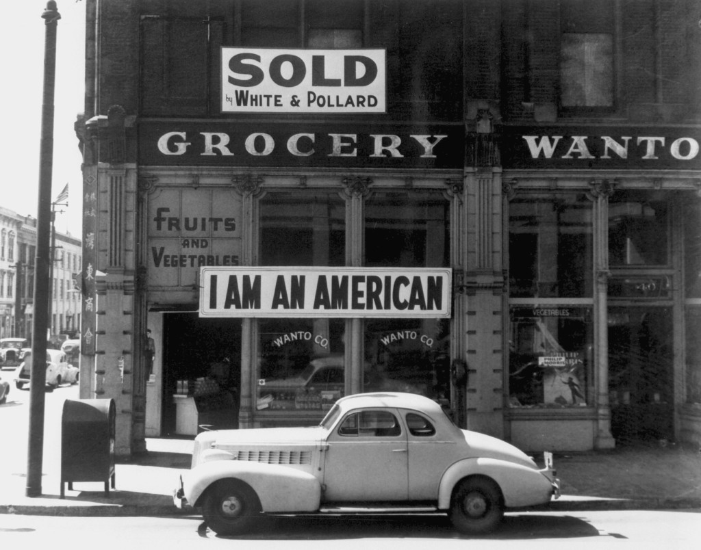 A Japanese American grocery. Photograph by Dorothea Lange (March 1942).