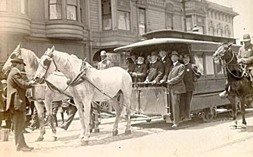 Sutter Street Railway's last horse-drawn car (1913).