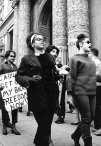 Tracy Simms at the San Francisco Cadillac Demonstrations (1968).