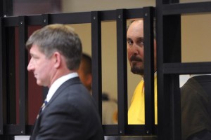 San Ramon Police officer Louis Lombardi (R) stands with his attorney, Harry Stern.