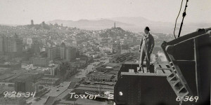 Bay Bridge History. worker on west span tower 2 (1936).