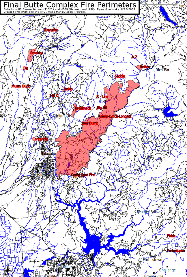 Butte Lightning Complex Fire (2008).