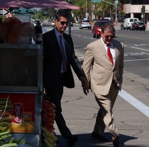 Sim Hoffman, M.D., (right), and one of his lawyers,